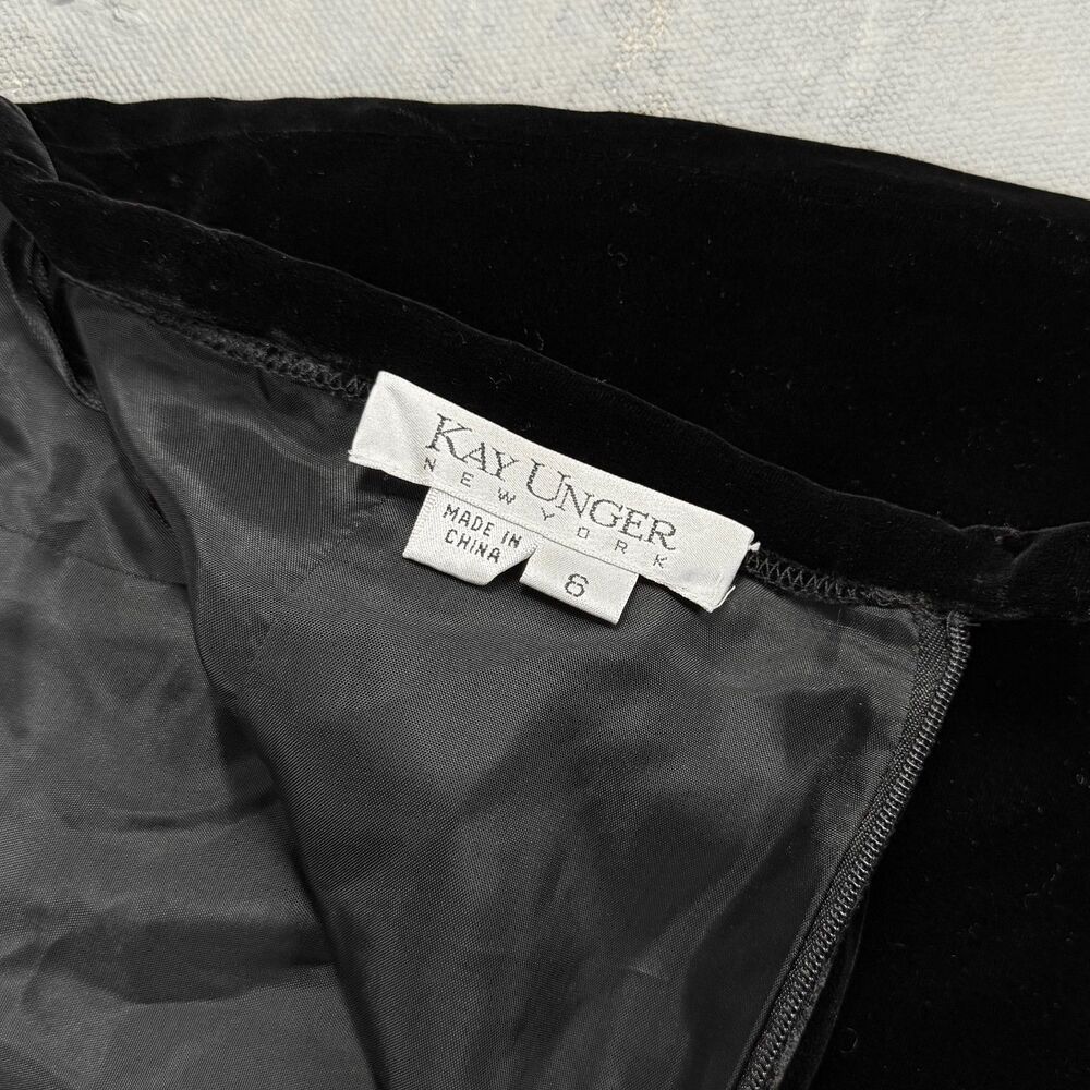Vintage Kay Unger Black Silk Blend Velvet Maxi Skirt Women's 6 - Picture 4 of 4